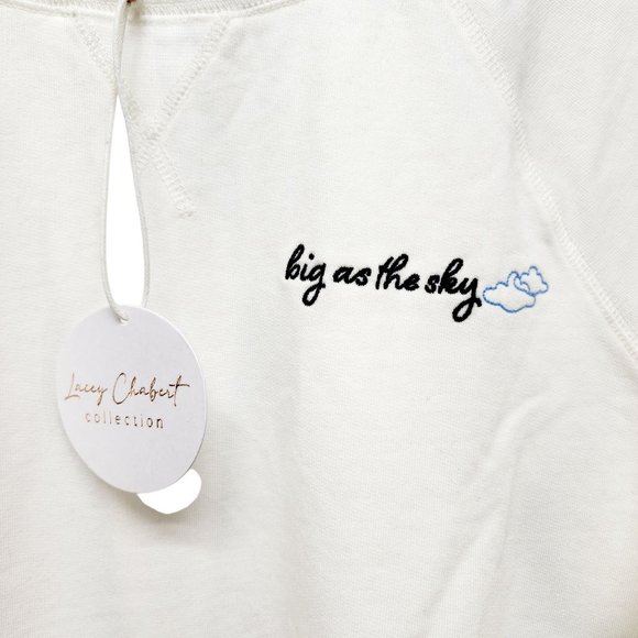 Lacey Chabert Collection White Big As The Sky Embroidered Sweatshirt Size M - Picture 5 of 11